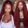 99J Bundle Burgundy Yaki Wave Human Hair Bundles Wine Red Hair Extensions 99J Red Kinky Straight 3 Bundles 26 28 30 Inch Burgundy Bundle For Black Women 150G view 2