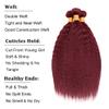 99J Bundle Burgundy Yaki Wave Human Hair Bundles Wine Red Hair Extensions 99J Red Kinky Straight 3 Bundles 26 28 30 Inch Burgundy Bundle For Black Women 150G view 3