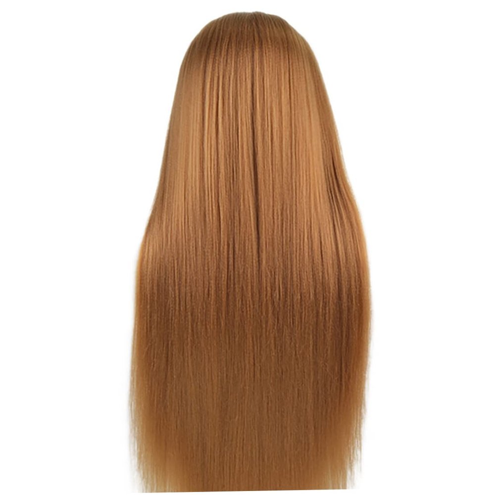 Mannequin Head with Hair Practice Braiding Dolls Synthetic Fiber Hair Training Model for Hairdressing (Golden)