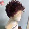 Hesperis Burgundy Human Men's Hair Wigs Short Curly Transparent Full Lace Red Wigs For Male Pre-Style Fashion Men's Curly Wigs (150density) view 2