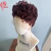 Hesperis Burgundy Human Men's Hair Wigs Short Curly Transparent Full Lace Red Wigs For Male Pre-Style Fashion Men's Curly Wigs (150density) view 3