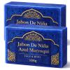 Jabon De Nia Azul Marroqu Moroccan Blue Nila Soap for Face & Body, 100g Handmade Bar, Gentle Cleansing with Natural Nila Powder view 1