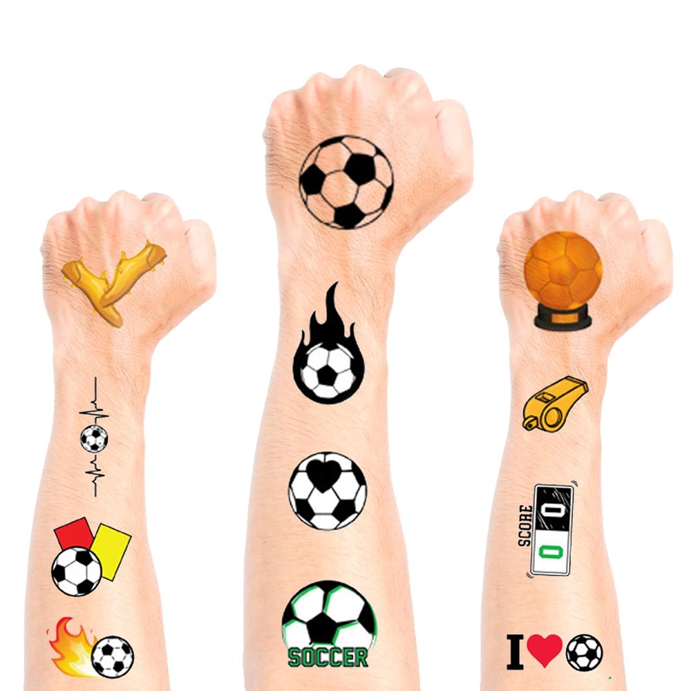 10 Sheets Soccer Tattoos Temporary, Waterproof Soccer Stickers, Worlde Cup 2026 Temporary Tattoos, Soccer Theme Party Decorations, Fun Football Stickers Ideal Gifts for Men, Women, Sports Fans