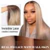 30 Inch Ombre Ash Blonde Wigs Human Hair 200 Density 13x6 Straight Lace Wig view 2