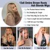 30 Inch Ombre Ash Blonde Wigs Human Hair 200 Density 13x6 Straight Lace Wig view 4