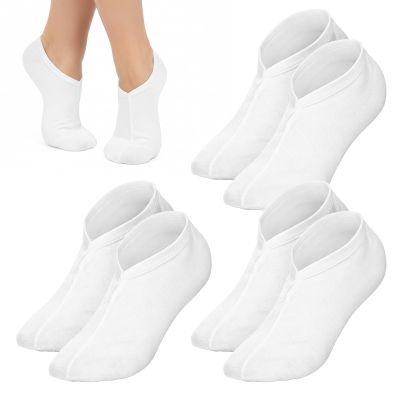 3 Pairs Cotton Socks for Moisturizing Feet Overnight, Reusable White Cotton Moisturizing Heel Socks for Dry Feet Overnight, Sleep Foot Heel Moisturizing Socks for Cracked Repair