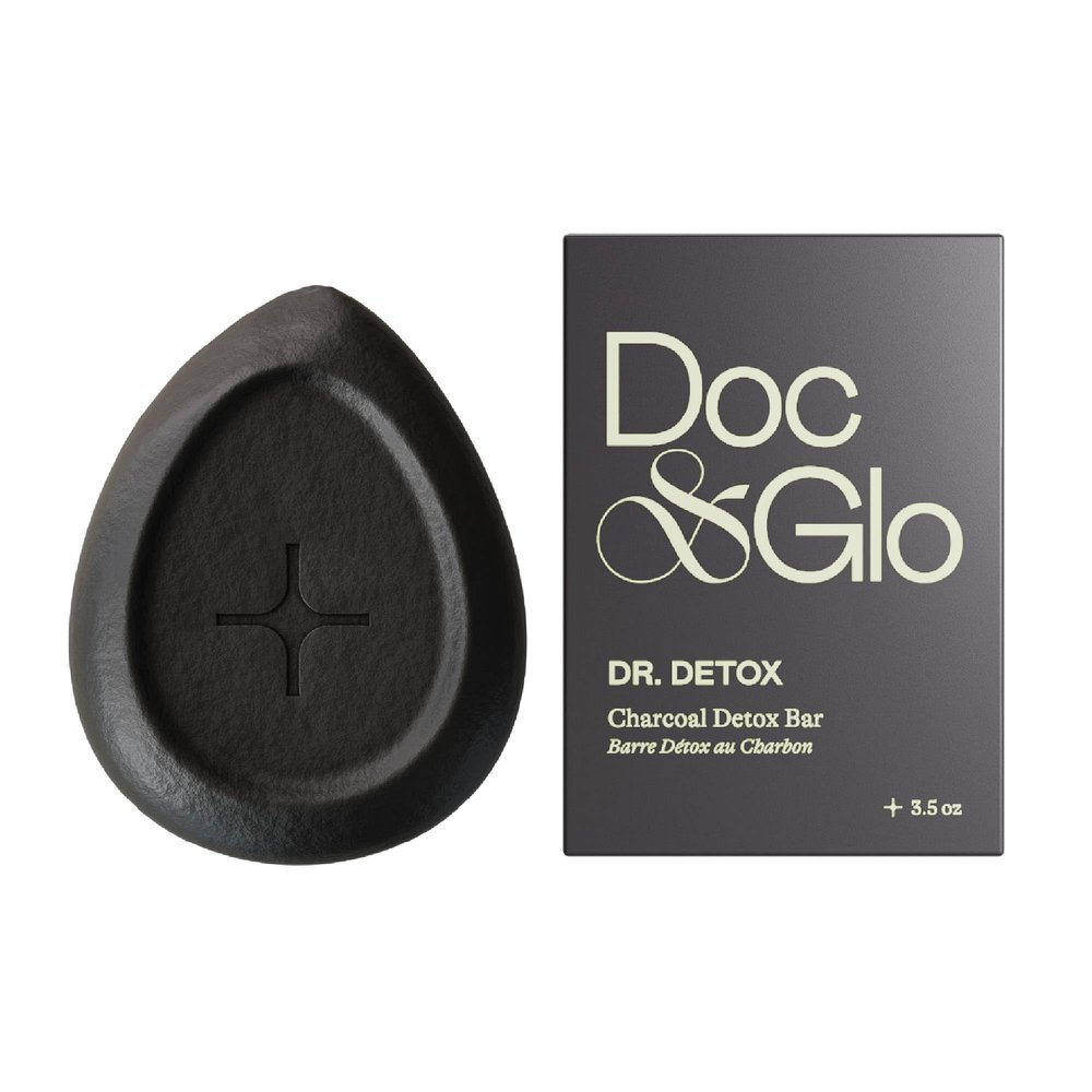 Doc & Glo Dr. Detox Charcoal Bar for Face & Body, Cleansing Soap, 3.5 Oz