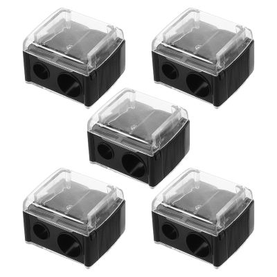 PLAFOPE Dual Hole Makeup Pencil Sharpener 5pcs Set for Lip Liner and Eyeliner, Portable Cosmetic Sharpener for Womens Beauty and Office Use