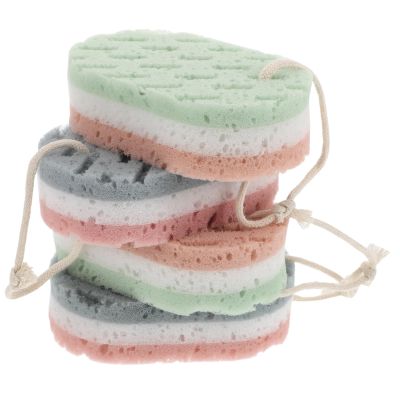 OSOLADY 4pcs Exfoliating Shower Sponge Net for Dead Skin Removal, Bath Scrubber Body Sponge with Korean Exfoliating Cloth, Back Scrubber for Men and Women Home Bath Use