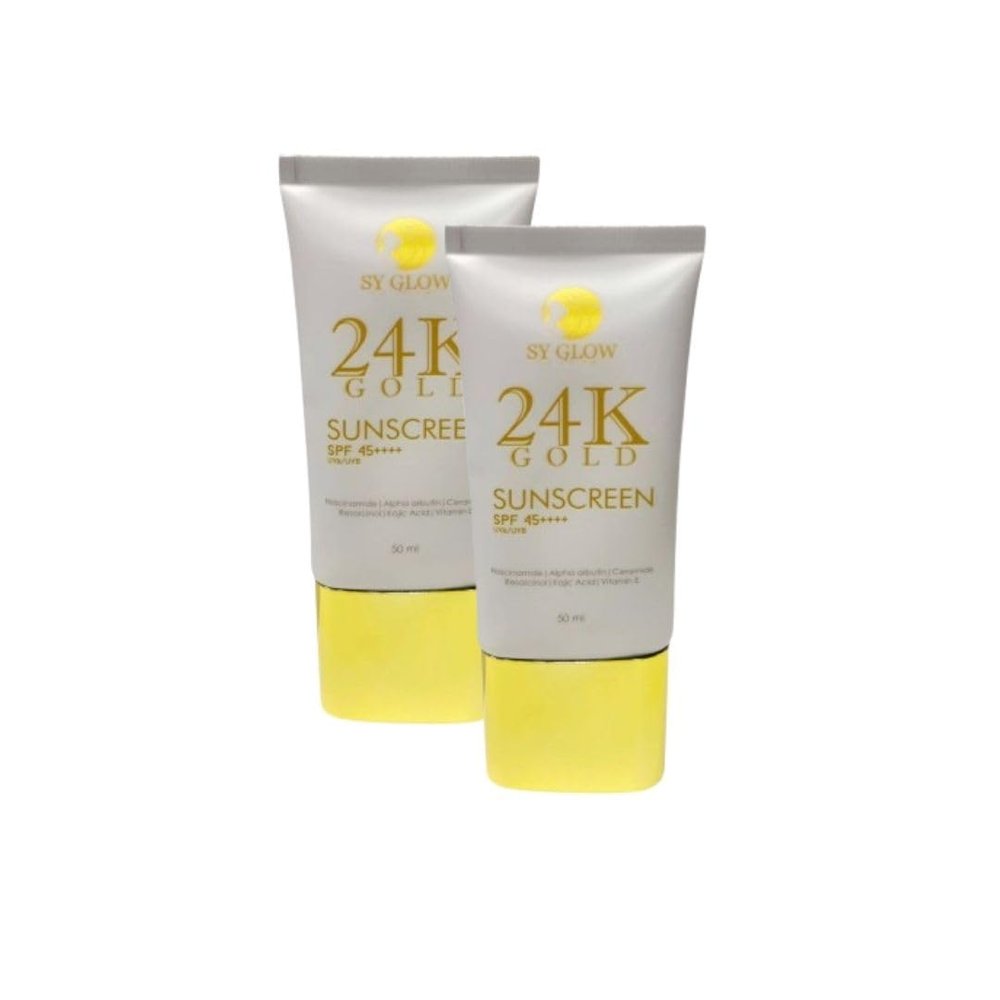 SY GLOW 24K Gold Sunscreen SPF 45++++ Broad Spectrum UVA/UVB with Niacinamide & Ceramides, 50 ml (2, 50ml)