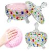 HMRCYTE Extra Large Body Powder Puff and Container, 6" Crystal Storage Jar view 1