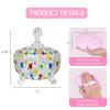 HMRCYTE Extra Large Body Powder Puff and Container, 6" Crystal Storage Jar view 2