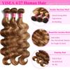 YISEA Ombre Body Wave Bundles with Closure (22 24 26+20 Inch) 12A 100% Unprocessed Brazilian Body Wave Human Hair 3 Bundles with 5X5 Lace Closure Free Part for Women view 3