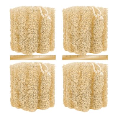 4 Pack HungkaTurn Natural Loofah Sponge Exfoliating Body Scrubber for Shower, Bath Loofa for Men Women, Soft & Smooth Skin