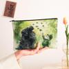 Fanciful Gnome Makeup Bag, Green Shamrock Cartoon Cosmetic Travel Pouch for Women, Portable Canvas Zipper Organizer, Spring Skincare Toiletry Bag 7x9 Inch view 2
