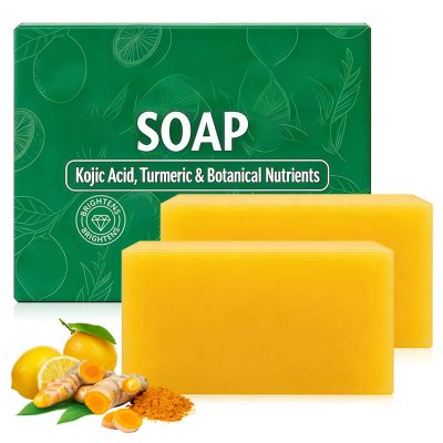 jioijioi 2Pcs Stemsoul Soap,Superfood Stemsoul Soaps,StemSoul Turmeric Lemon Soap Bar,Turmeric Cleansing Skincare Set,Deep Cleansing