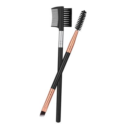2 Pcs Eyelash Comb and Eyebrow Brush Comb, Professional Double-Ended Eyebrow and Eyelash Brush, Angled Eye Brow Brush and Spoolie, Makeup Grooming Tool for Shaping Brows and Lashes