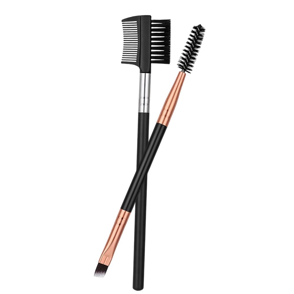 2 Pcs Eyelash Comb and Eyebrow Brush Comb, Professional Double-Ended Eyebrow and Eyelash Brush, Angled Eye Brow Brush and Spoolie, Makeup Grooming Tool for Shaping Brows and Lashes