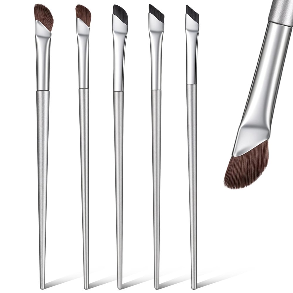 5 Pcs Angled Makeup Brush, Nose Contour Brush Eyeliner Brushes Set Ultra Thin Slanted Flat Eyeliner Makeup Brushes for Sculpting and Defining Contour