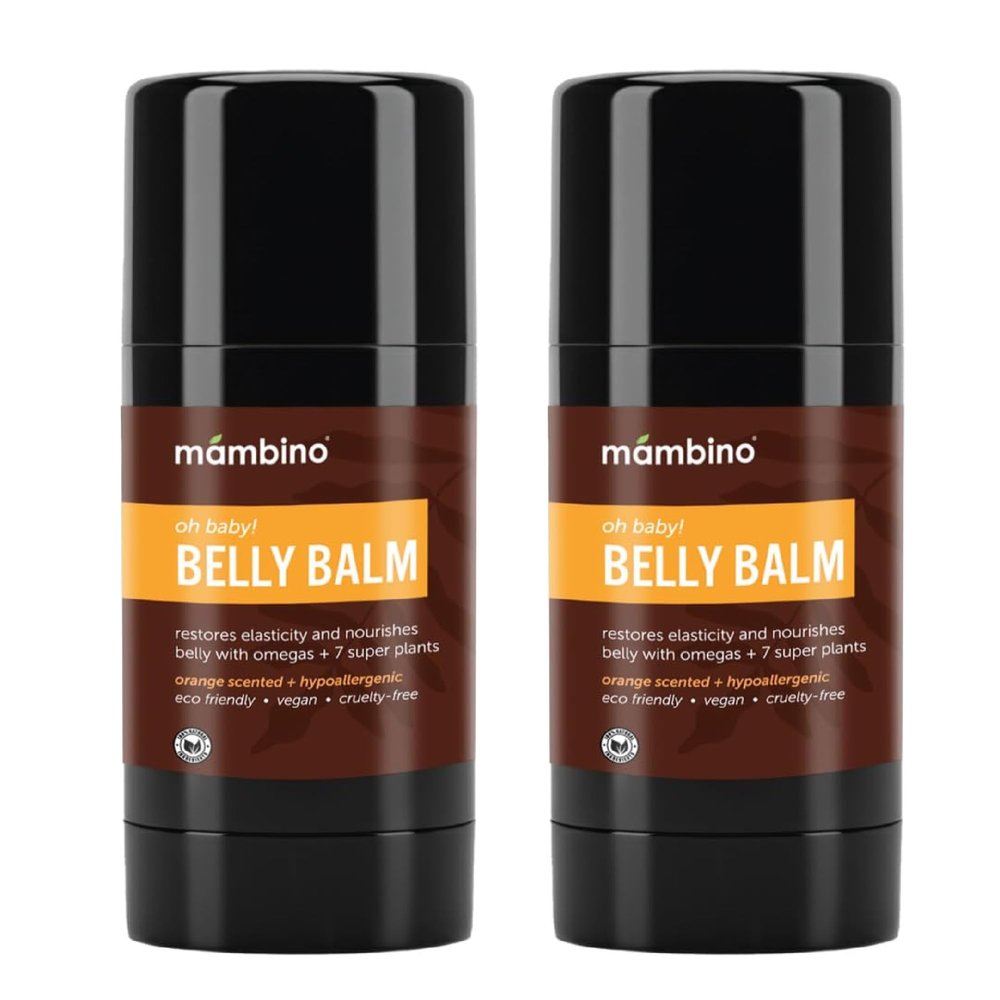 Mambino Organics Oh Baby! Belly Balm for Pregnant Women, Organic Shea Butter, Tamanu Oil and Calendula, Helps Reduce Stretch Marks in Pregnancy, Vegan, Maternity Skin Care, 2.5 fl oz (Pack of 2)