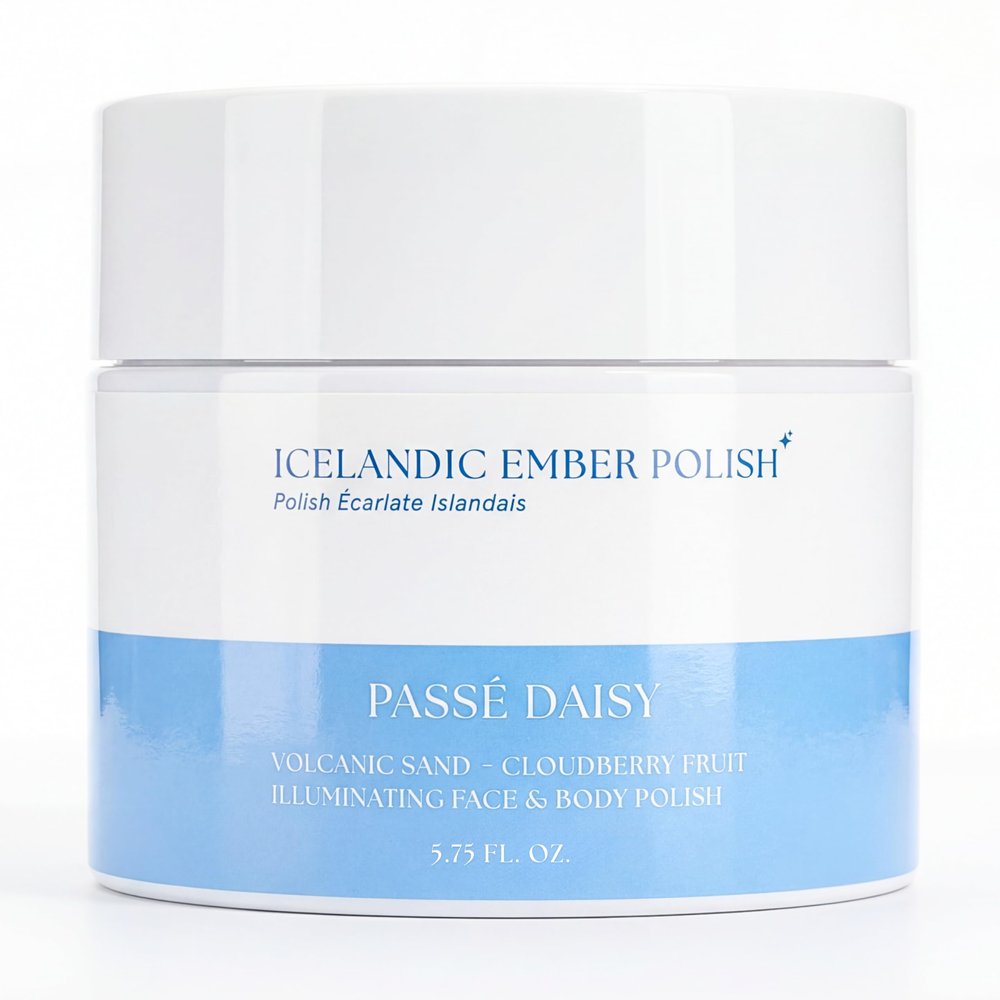 Pass Daisy Icelandic Ember Polish, Volcanic Sand, Cloudberry Extract, Illuminating Face & Body Polish, Vegan
