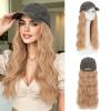 Benehair Hat Wig Extensions, Baseball Cap with Synthetic Hair Attached, Adjustable Wig Hairpieces for Women Daily Outdoor, 18 Inch Long Wavy Blonde Mixed Hair with Grey Cap view 1