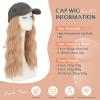 Benehair Hat Wig Extensions, Baseball Cap with Synthetic Hair Attached, Adjustable Wig Hairpieces for Women Daily Outdoor, 18 Inch Long Wavy Blonde Mixed Hair with Grey Cap view 4