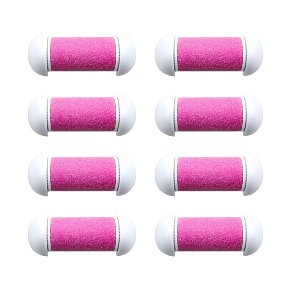 BEBEMOKO 10pcs Pink Foot Care Replacement Roller Heads for Electric Foot File Callus Remover Dead Skin Exfoliator Accessories for Pedicure Use