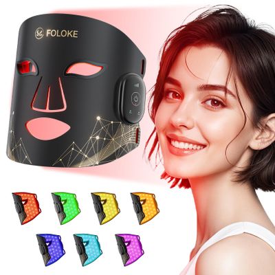 LED Light Therapy Mask Skin Care Mask,Cordless LED Face Mask face, LED Red 6305nm & NIR 830nm Wavelength for Home Use-BLACK