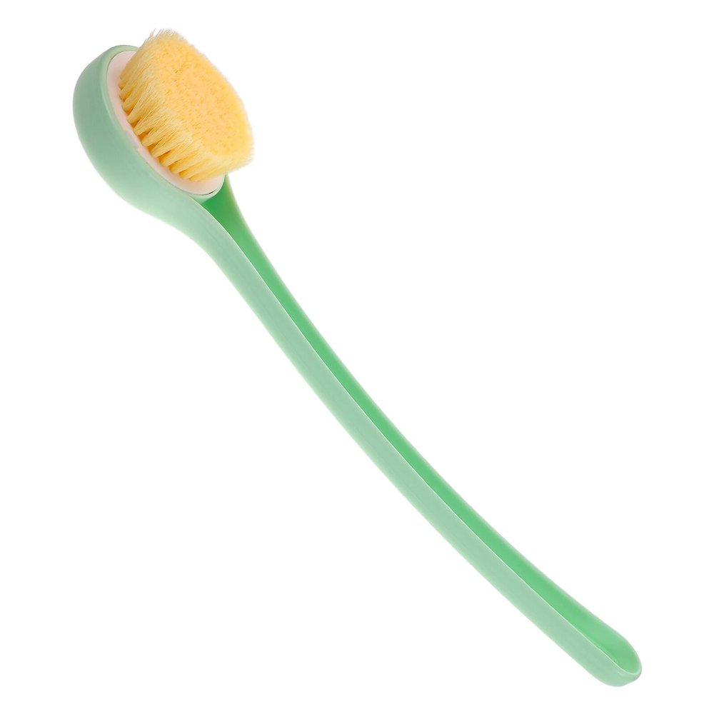 SAFIGLE Long Handle Shower Body Brush with Soft Bristles, Cartoon Back Scrubber for Women, Green Bathing Exfoliating Brush for Deep Cleansing and Shower Foot Scrubbing