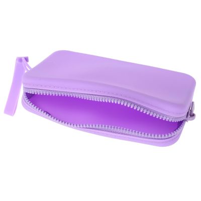 BESPORTBLE Silicone Makeup Travel Bag Purple Zipper Pouch Waterproof Portable Small Cosmetic Organizer for Toiletries and Passport Storage
