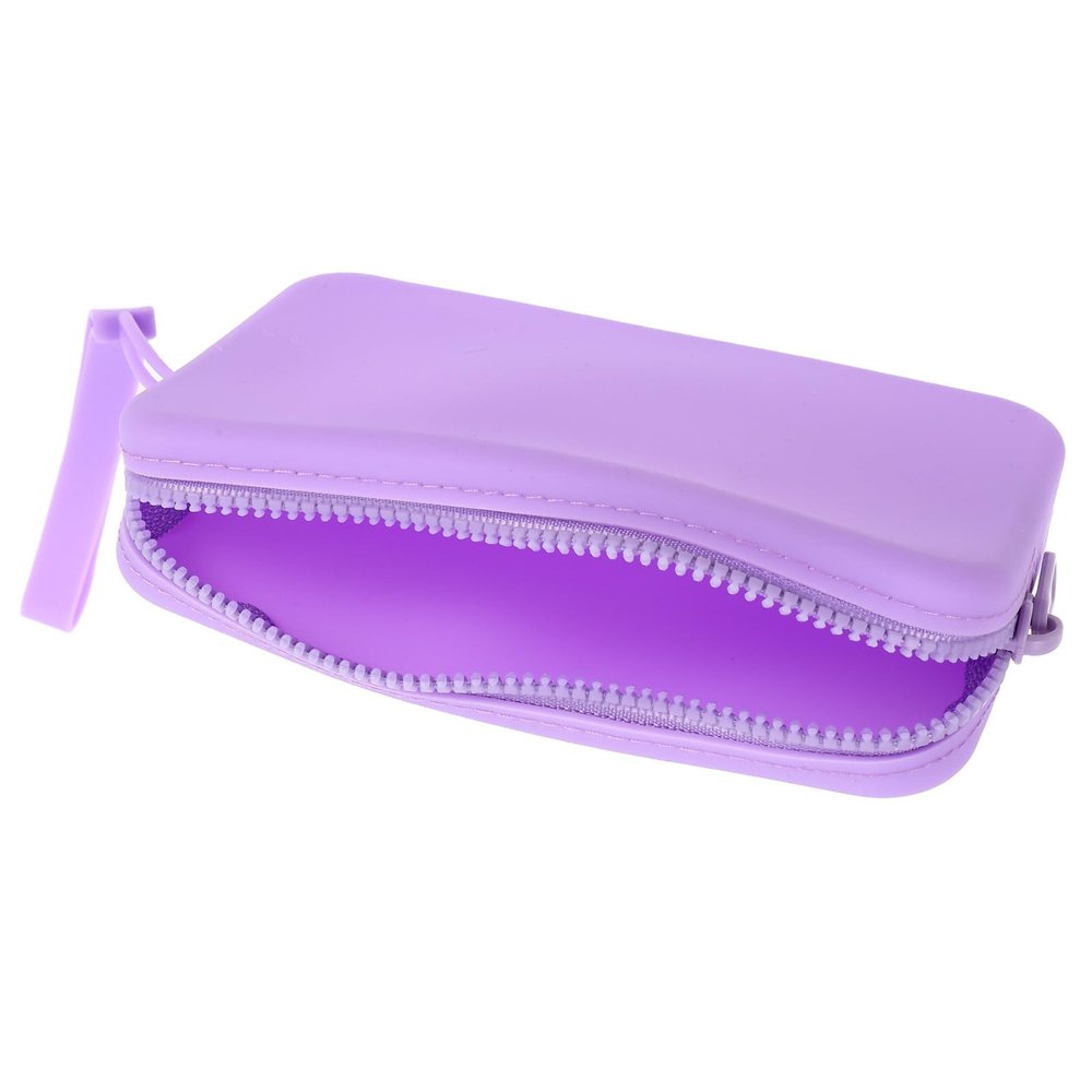 BESPORTBLE Silicone Makeup Travel Bag Purple Zipper Pouch Waterproof Portable Small Cosmetic Organizer for Toiletries and Passport Storage