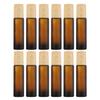 Healifty 12pcs 10ml Matte Brown Glass Rollerball Bottles with Wood-grain Caps Refillable Essential Oil and Perfume Bottles for Travel and Aromatherapy view 1