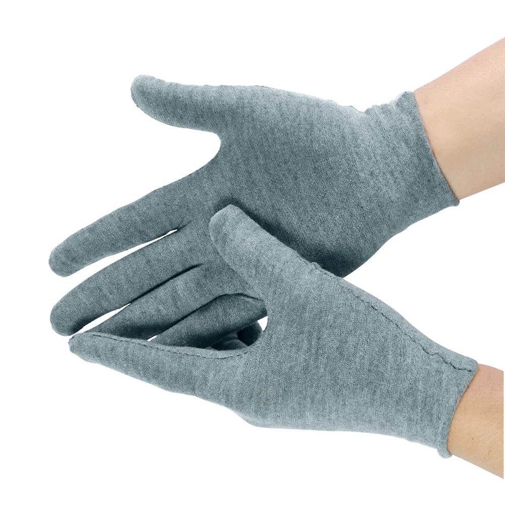3 Pairs Cotton Gloves for Dry Hands Sleeping, Soft Sleep Gloves for Eczema, Moisturizing Overnight, SPA, Serving Costume, and Jewelry Inspection (Grey, 3 Pairs)