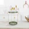 Garneck Rotating Makeup Organizer Countertop 2-tier Dustproof Cosmetics Storage Rack with 360 Swivel for Vanity and Bathroom Skincare Brush Holder view 4
