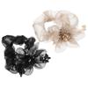 VICASKY Organza Hair Scrunchies 2pcs Large Elastic Hair Ties for Women Stretchy Ponytail Holders Bun Support Light Gold and Black Colors view 1