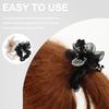 VICASKY Organza Hair Scrunchies 2pcs Large Elastic Hair Ties for Women Stretchy Ponytail Holders Bun Support Light Gold and Black Colors view 3