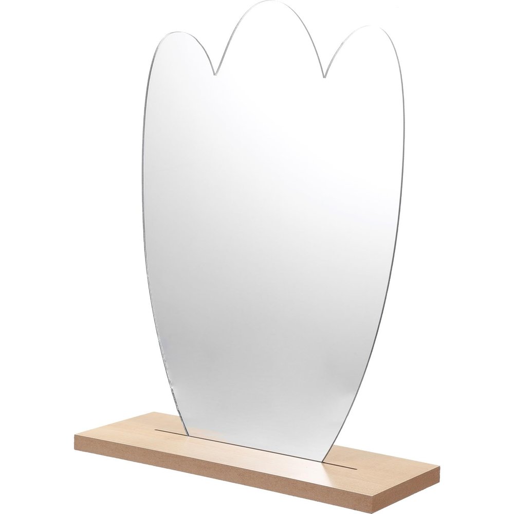 Cabilock Irregular Large Desk Makeup Mirror with Wooden Base Decorative Aesthetic Vanity Mirror for Bedroom and Living Room Use