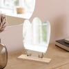 Cabilock Irregular Large Desk Makeup Mirror with Wooden Base Decorative Aesthetic Vanity Mirror for Bedroom and Living Room Use view 3
