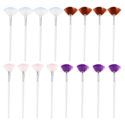 HAPINARY 16pcs Fan Makeup Brushes Set with Aluminum Ferrule and Wooden Handle, Loose Powder and Contouring Cosmetic Tools for Face Highlighting and Professional Makeup Application