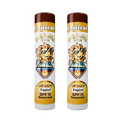 Miami Sun SPF15 Tropical Sunscreen Lip Balm, UVA/UVB Protection (2 Pack)