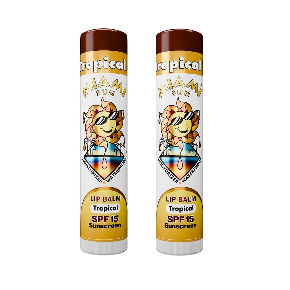 Miami Sun SPF15 Tropical Sunscreen Lip Balm, UVA/UVB Protection (2 Pack)