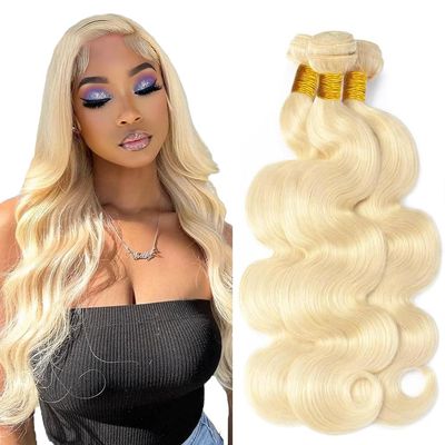 300g Blonde Bundles Human Hair 613 Body Wave Bundle 14 16 18 Inch 8A Brazilian Virgin Mixed Length 3 Bundles Blonde Body Wave Soft Hair Extensions