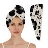 Chintiz Microfiber Hair Towel Wrap for Women - Black Floral Super Absorbent Fast Drying Anti-Frizz Head Hair Towels - Elastic Loop Design Soft Turbans for Wet Long, Thick, Curly Hair view 1