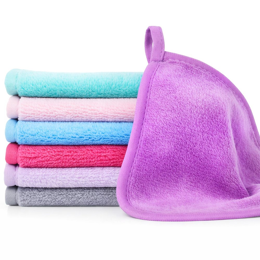 7PCS Makeup Remover Cloth, Makeup Remover Cloth Cleaning Reusable Face Wash Cloths for All Skin Types Face Wash Soft Make up Towels Facial Cleansing Cloths for Women 6" X 6.3"