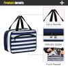 Blue and White Horizontal Stripes Hanging kit for Travel with Hook Designer Essentials Skin Care Bag for Travel Accessories Women Trip bolso para maquillaje de Mujer, Blue and White Horizontal Stripes view 4