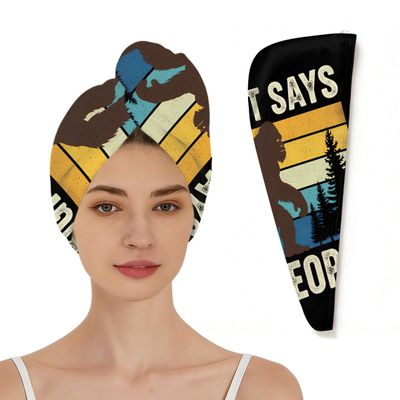 Chintiz Microfiber Hair Towel Wrap for Women - Bigfoot Pine Sasquatch Super Absorbent Fast Drying Anti-Frizz Head Hair Towels - Elastic Loop Design Soft Turbans for Wet Long, Thick, Curly Hair