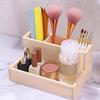 HINTRMENT Wooden Makeup Brush Holder and Jewelry Organizer Desktop Storage Box with Compartments Retro Style Cosmetic Display Case for Home Vanity view 4