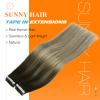 Sunny Hair Ombre Tape in Hair Extensions Remy 20 Inch 20Pcs for Workdays view 2