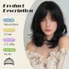 SOFEIYAN Short Black Wig with Bang for Women - 15 Inch Shoulder Length Layered Straight Bob Wigs Natural Looking Synthetic Soft Heat Resistant Wig for Women Daily Party Use,Natural Black view 2